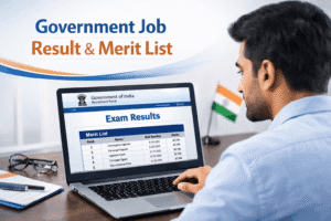 government job result and merit list