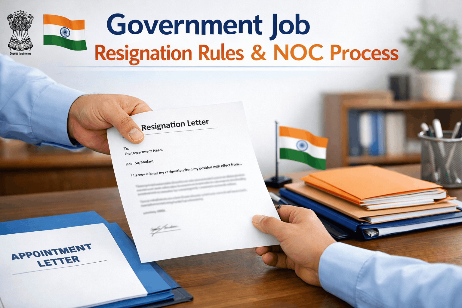 Government job resignation rules and NOC process in India