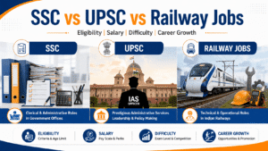 Difference Between SSC UPSC and Railway Jobs
