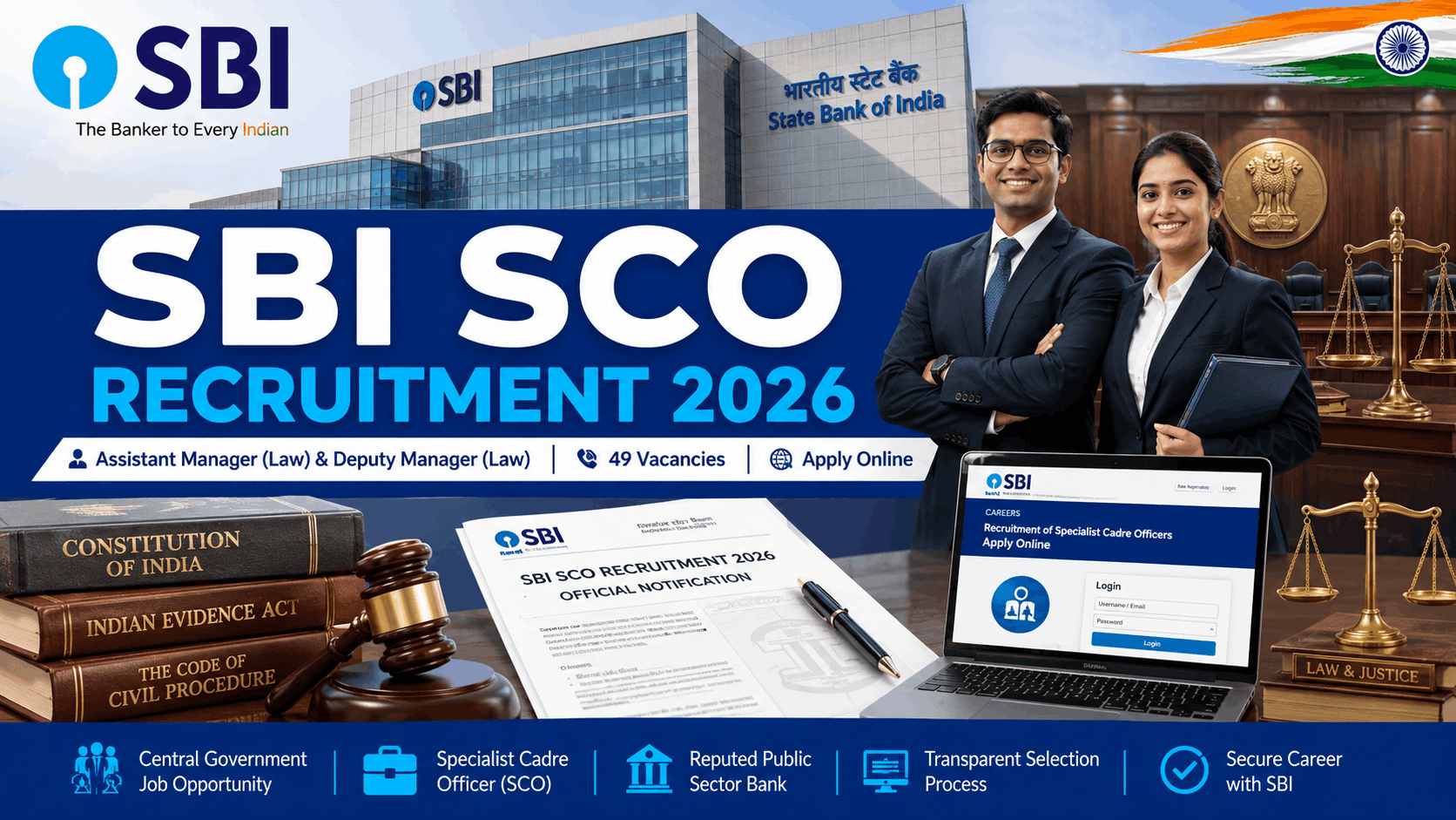 SBI SCO Recruitment 2026 – Assistant Manager (Law) & Deputy Manager (Law) Notification Out