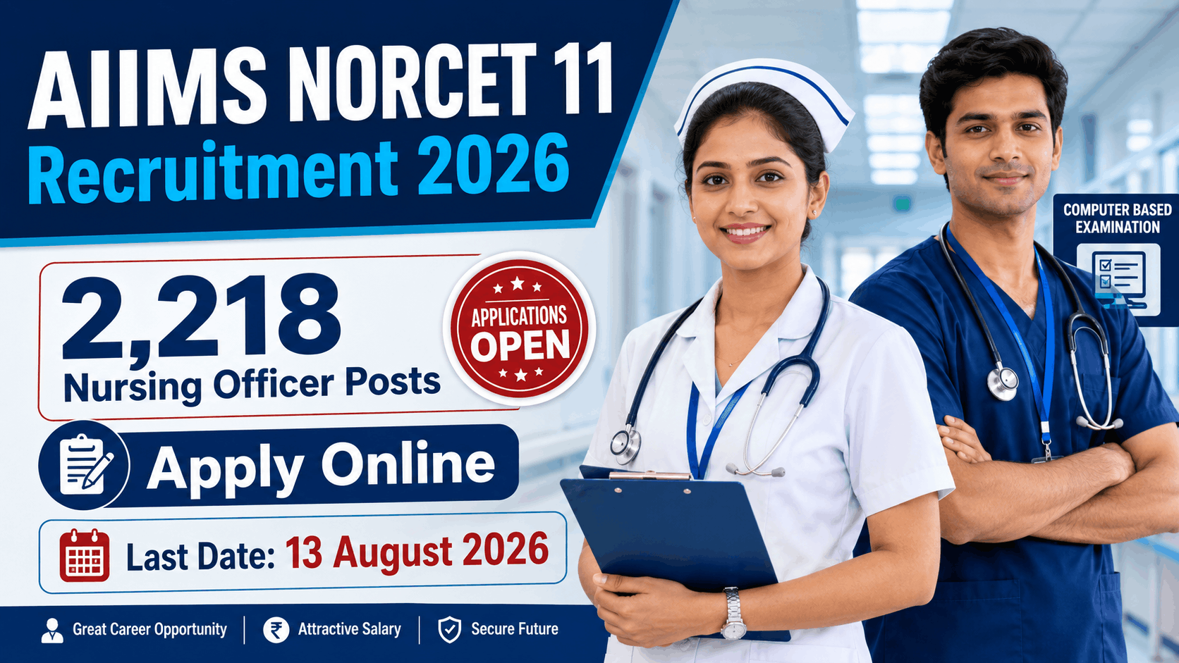 AIIMS NORCET 11 Recruitment 2026: Apply Online for 2,218 Nursing Officer Posts