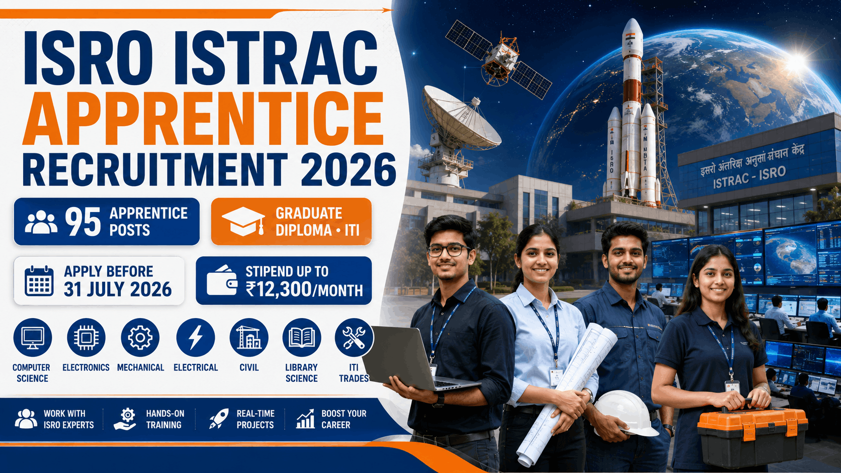 ISRO ISTRAC Apprentice Recruitment 2026, iti , diploma