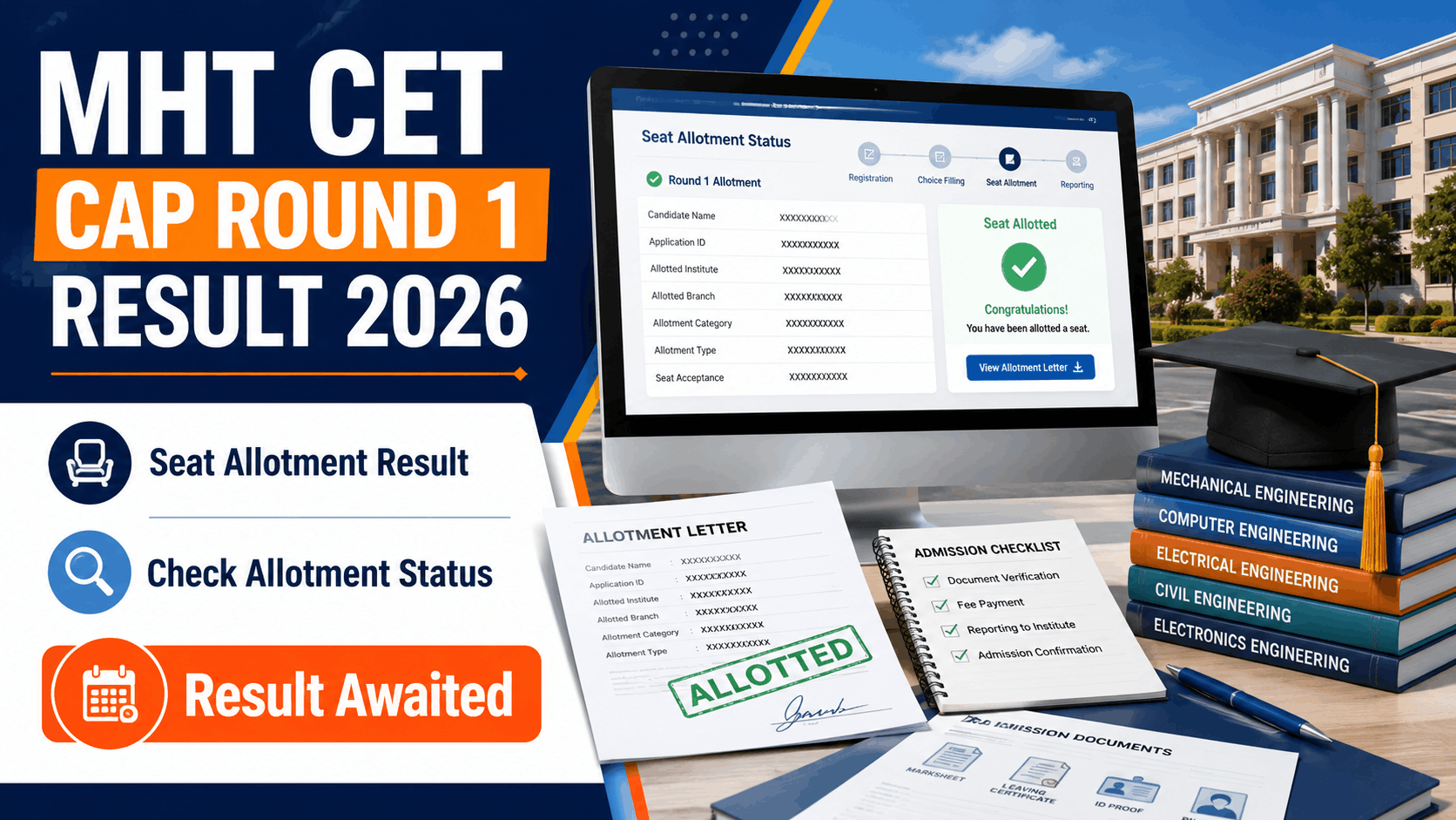 MHT CET CAP Round 1 Seat Allotment Result 2026: Check Allotment Status
